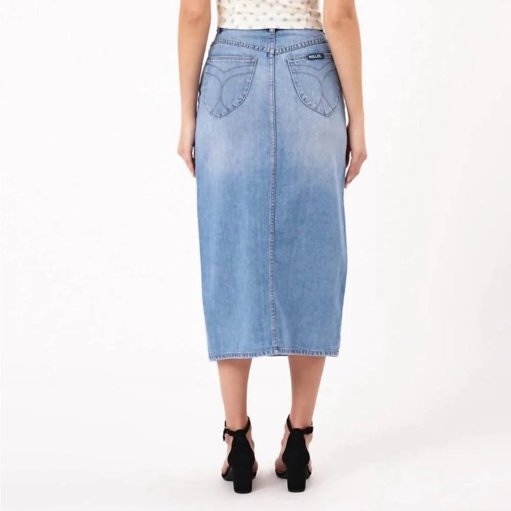 ROLLA'S Sailor Denim Midi Skirt NWT Vintage Blue High Rise Size 24